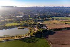 Aerial view of Déchèterie de Saint Rémy de Provence at Lac De Barreau in the district Les Écarts in Saint-Rémy-de-Provence in the state Bouches du Rhone, France