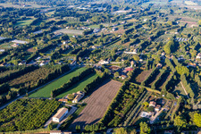 Aerial view of District Partie Nord Est in Saint-Rémy-de-Provence in the state Bouches du Rhone, France