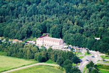 Aerial view of Broekhuizen in the state Limburg, Netherlands