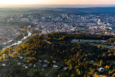 Aerial view of Fort de Bregille and Grand Desert in the district Brégille in Besançon in the state Doubles, France