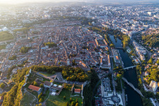 Aerial view of Old town view of Citadelle in the district Citadelle in Besançon in the state Doubles, France