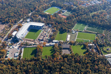 Aerial view of District Innenstadt-Ost in Karlsruhe in the state Baden-Wuerttemberg, Germany