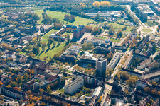 BGV, Health Department, District Office and Gottesaue Castle with the University of Music in the district Oststadt in Karlsruhe in the state Baden-Wuerttemberg, Germany