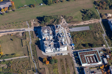 District Rintheim in Karlsruhe in the state Baden-Wuerttemberg, Germany from the plane