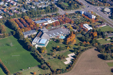 Aerial view of Fan bath in the district Hagsfeld in Karlsruhe in the state Baden-Wuerttemberg, Germany
