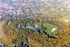 Sports grounds and football pitch of Sportschule Schoeneck - national soccer training center on the Turmberg in the district Durlach in Karlsruhe in the state Baden-Wuerttemberg