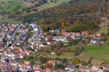 Aerial view of Wilhelm-Roether-Straße in the district Langensteinbach in Karlsbad in the state Baden-Wuerttemberg, Germany