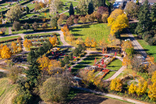 Bird's eye view of Cemetery Langensteinbach in the district Langensteinbach in Karlsbad in the state Baden-Wuerttemberg, Germany