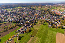 District Langensteinbach in Karlsbad in the state Baden-Wuerttemberg, Germany seen from above