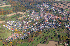 District Grünwettersbach in Karlsruhe in the state Baden-Wuerttemberg, Germany seen from above