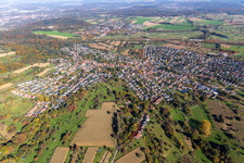 District Grünwettersbach in Karlsruhe in the state Baden-Wuerttemberg, Germany from the plane