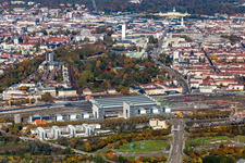 Track progress and building of the main station of the railway in front of the zoo in Karlsruhe in the state Baden-Wuerttemberg, Germany