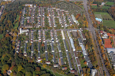 Aerial photograpy of District Weiherfeld-Dammerstock in Karlsruhe in the state Baden-Wuerttemberg, Germany