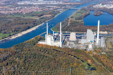 Power plants of EnBW Energie Baden-Württemberg AG on the Rhine in the district Daxlanden in Karlsruhe in the state Baden-Wuerttemberg, Germany