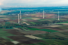 Aerial photograpy of Wind farm in Freckenfeld in the state Rhineland-Palatinate, Germany