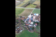 Aerial view of Orth woodworks at the Schaidter Mill in the district Schaidt in Wörth am Rhein in the state Rhineland-Palatinate, Germany
