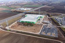 Construction site for the new building of the Pfalzmarkt for Fruit and Vegetables eG in Mutterstadt in the state Rhineland-Palatinate, Germany