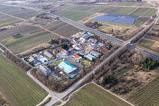 Aerial view of In der Nauroth commercial area in Ellerstadt in the state Rhineland-Palatinate, Germany