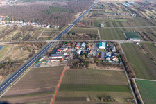 Aerial photograpy of In der Nauroth commercial area in Ellerstadt in the state Rhineland-Palatinate, Germany