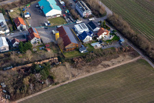 Aerial view of In der Nauroth Industrial Estate. HWP the furniture makers in Ellerstadt in the state Rhineland-Palatinate, Germany