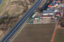 Aerial view of In der Nauroth industrial estate, GOWA industrial sound insulation in Ellerstadt in the state Rhineland-Palatinate, Germany