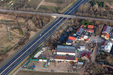 Oblique view of In der Nauroth industrial estate, GOWA industrial sound insulation in Ellerstadt in the state Rhineland-Palatinate, Germany