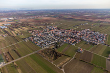 Aerial photograpy of Ellerstadt in the state Rhineland-Palatinate, Germany