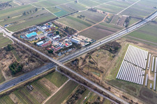 In der Nauroth commercial area in Ellerstadt in the state Rhineland-Palatinate, Germany from the plane