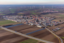 Aerial view of Beindersheim in the state Rhineland-Palatinate, Germany