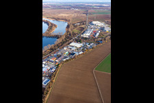Industrial road with industrial area at Silbersee in the district Roxheim in Bobenheim-Roxheim in the state Rhineland-Palatinate, Germany