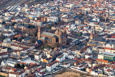 Aerial photograpy of St. Peter's Cathedral in Worms in the state Rhineland-Palatinate, Germany