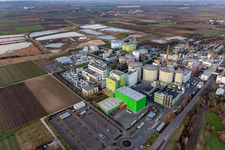 Drone image of Südzucker AG in Obrigheim in the state Rhineland-Palatinate, Germany