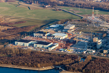 Aerial view of EnBW Kernkraft GmbH (EnKK), Philippsburg in Philippsburg in the state Baden-Wuerttemberg, Germany