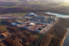 Aerial photograpy of EnBW Kernkraft GmbH (EnKK), Philippsburg in Philippsburg in the state Baden-Wuerttemberg, Germany