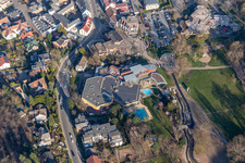 Aerial view of Südpfalz Therme, herb garden, spa park Bad Bergzabern in Bad Bergzabern in the state Rhineland-Palatinate, Germany