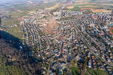 City view from the west in Bad Bergzabern in the state Rhineland-Palatinate, Germany from above