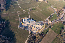 Aerial photograpy of Construction site of the eastern tunnel portal for the Astrid Tunnel for the underpass and bypass of Bad Bergzabern between B38 (Weinstraße) and B427 (Kurtalstraße) in Dörrenbach in the state Rhineland-Palatinate, Germany