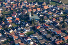 District Rechtenbach in Schweigen-Rechtenbach in the state Rhineland-Palatinate, Germany from above