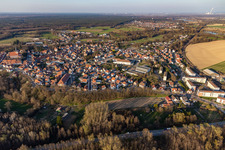 Aerial view of Lauterbourg in the state Bas-Rhin, France