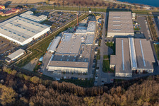 Aerial photograpy of Faurecia Interior Systems GmbH; Groke Doors GmbH, Plant Hagenbach in Hagenbach in the state Rhineland-Palatinate, Germany