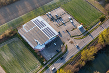 Aerial view of EDEKA Dietz in Hagenbach in the state Rhineland-Palatinate, Germany