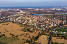 Bird's eye view of District Maximiliansau in Wörth am Rhein in the state Rhineland-Palatinate, Germany