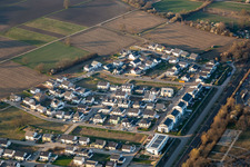 Oblique view of Paul Klee Ring in Wörth am Rhein in the state Rhineland-Palatinate, Germany