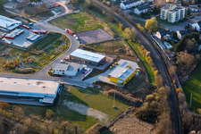 Aerial view of LORETH GmbH, Edeka Burger, Federal Police and Parcel Center in Kandel in the state Rhineland-Palatinate, Germany