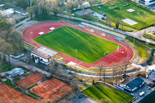New turf in the Bienwald Stadium of VfR 1976 Kandel eV in Kandel in the state Rhineland-Palatinate, Germany