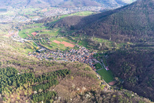 Oblique view of District Gräfenhausen in Annweiler am Trifels in the state Rhineland-Palatinate, Germany