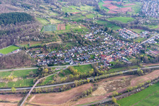 Oblique view of District Queichhambach in Annweiler am Trifels in the state Rhineland-Palatinate, Germany