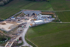 Construction site of the eastern tunnel portal for the Astrid Tunnel for the underpass and bypass of Bad Bergzabern between B38 (Weinstraße) and B427 (Kurtalstraße) in Dörrenbach in the state Rhineland-Palatinate, Germany out of the air