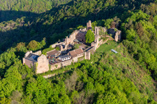 Aerial view of Madenburg at Eschbach in Eschbach in the state Rhineland-Palatinate, Germany