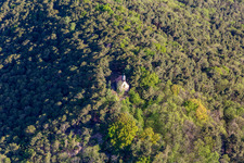 Aerial photograpy of Wetterkreuzberg Chapel in Maikammer in the state Rhineland-Palatinate, Germany
